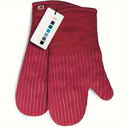 Oven Mitts and Pot Holders Set 6 Piece Heat Resistant Kitchen Gloves with Non-Slip Surface for Cooking Baking BBQ Grilling Multiple Colors Gray Black Green Blue Red Pink