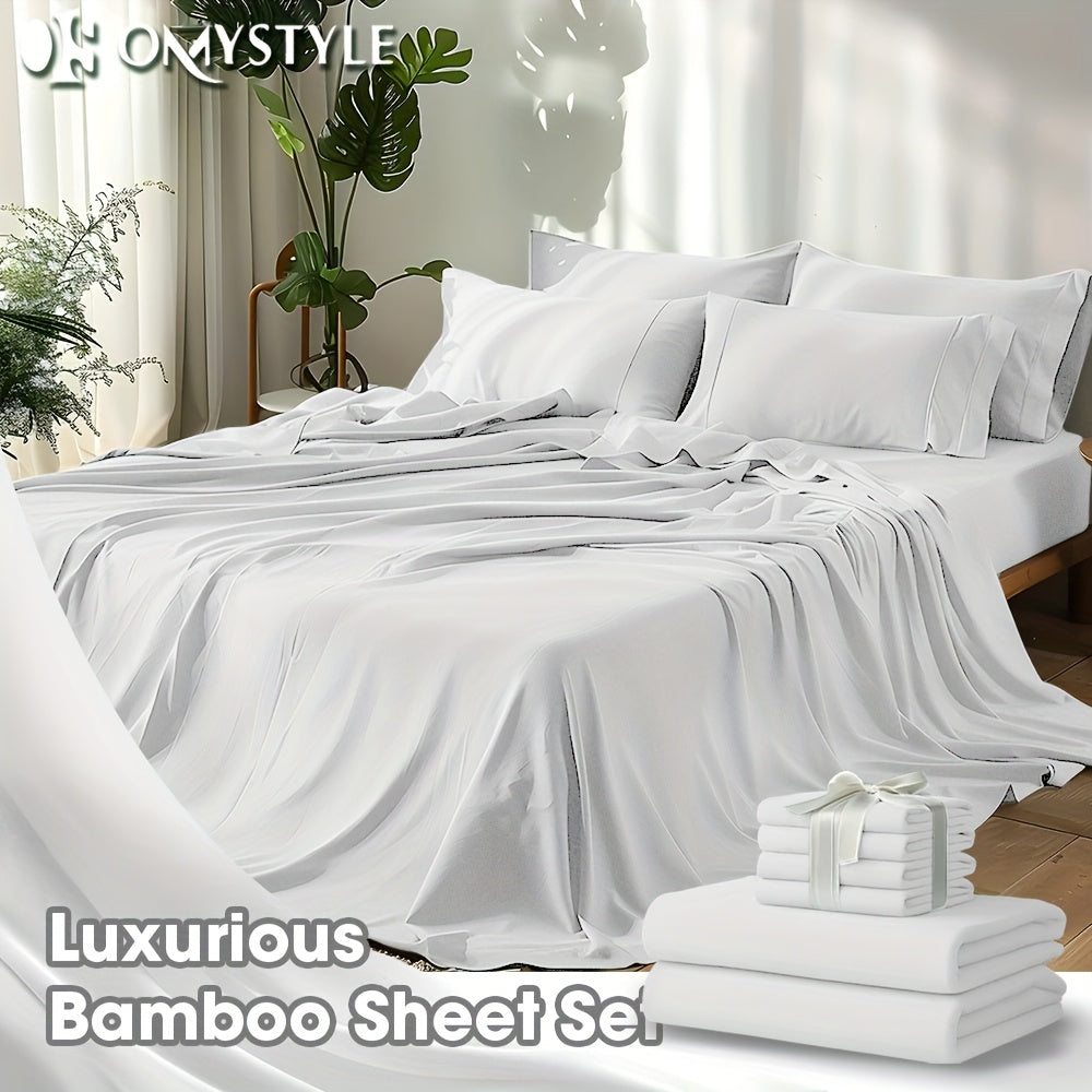 2000TC Bamboo Cooling Sheet Set Ultra Soft – 16 Inch Deep Pocket Fitted Sheet for Hot Sleepers, Shrink Fade Wrinkle Resistant Breathable Bedding | Twin Full Queen King | 11 Colors | Home Viaco