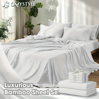 2000TC Bamboo Cooling Sheet Set Ultra Soft – 16 Inch Deep Pocket Fitted Sheet for Hot Sleepers, Shrink Fade Wrinkle Resistant Breathable Bedding | Twin Full Queen King | 11 Colors | Home Viaco