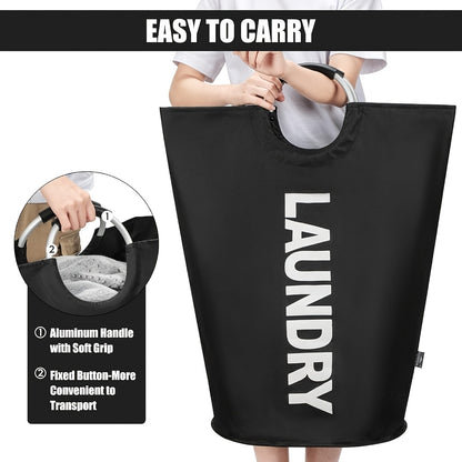 Large Foldable Laundry Basket Waterproof with Padded Handles – Freestanding Dirty Clothes Hamper for Bathroom Bedroom Home, 1pc or 2pcs Multi-Color Options