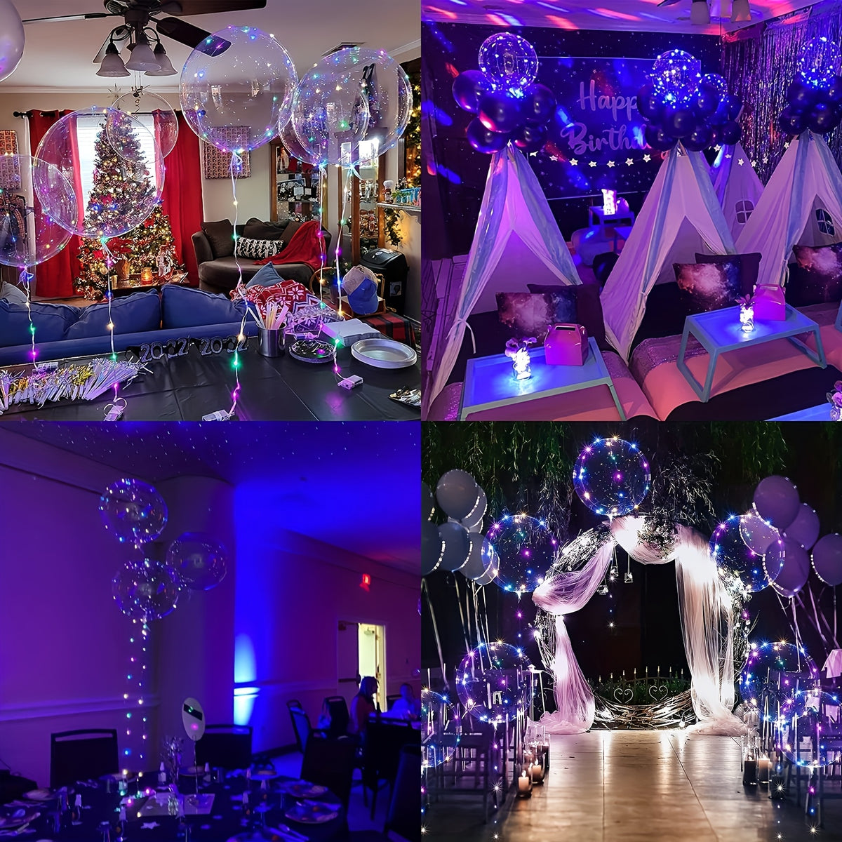 String Lights and Balloons Party Decoration Set 20 Pack – 10x 3-Meter LED String Lights & 10x 20-Inch Balloons for Wedding, Birthday, Graduation, Christmas, Halloween, Indoor Outdoor Decor