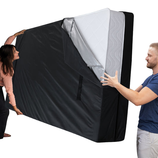 Mattress Bag for Moving and Storage Heavy Duty, Mattress Protector Cover Twin Full Queen King with Zipper Handles, Reusable Polyester Mattress Storage Bag Machine Washable Black Navy Blue