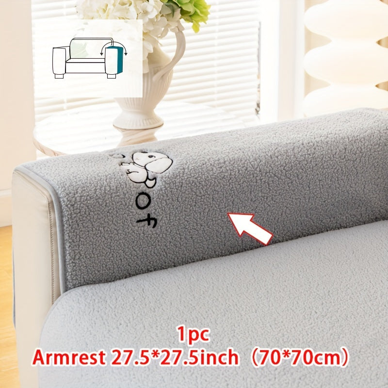 Sherpa Sofa Cover for Pets – Thick Plush Non-Slip Couch Protector Slipcover for Dogs & Cats, Furniture Protection Cover for Sofa Seat, Backrest, Armrest & Cushion, Bedroom Living Room Office