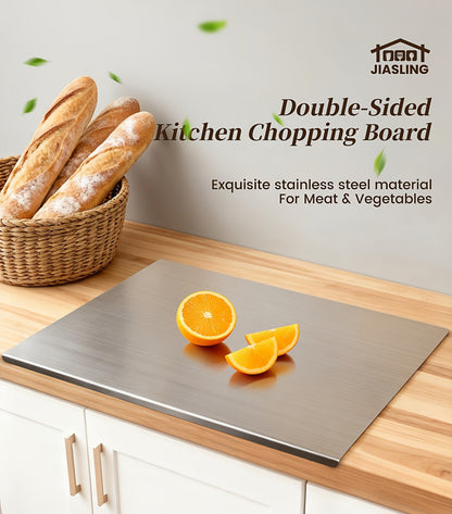 304 Stainless Steel Cutting Board – Rust-Proof Kitchen Chopping Board & Rolling Pastry Board, 3 Sizes, Hygienic Non-Porous Surface for Meat, Vegetables & Dough