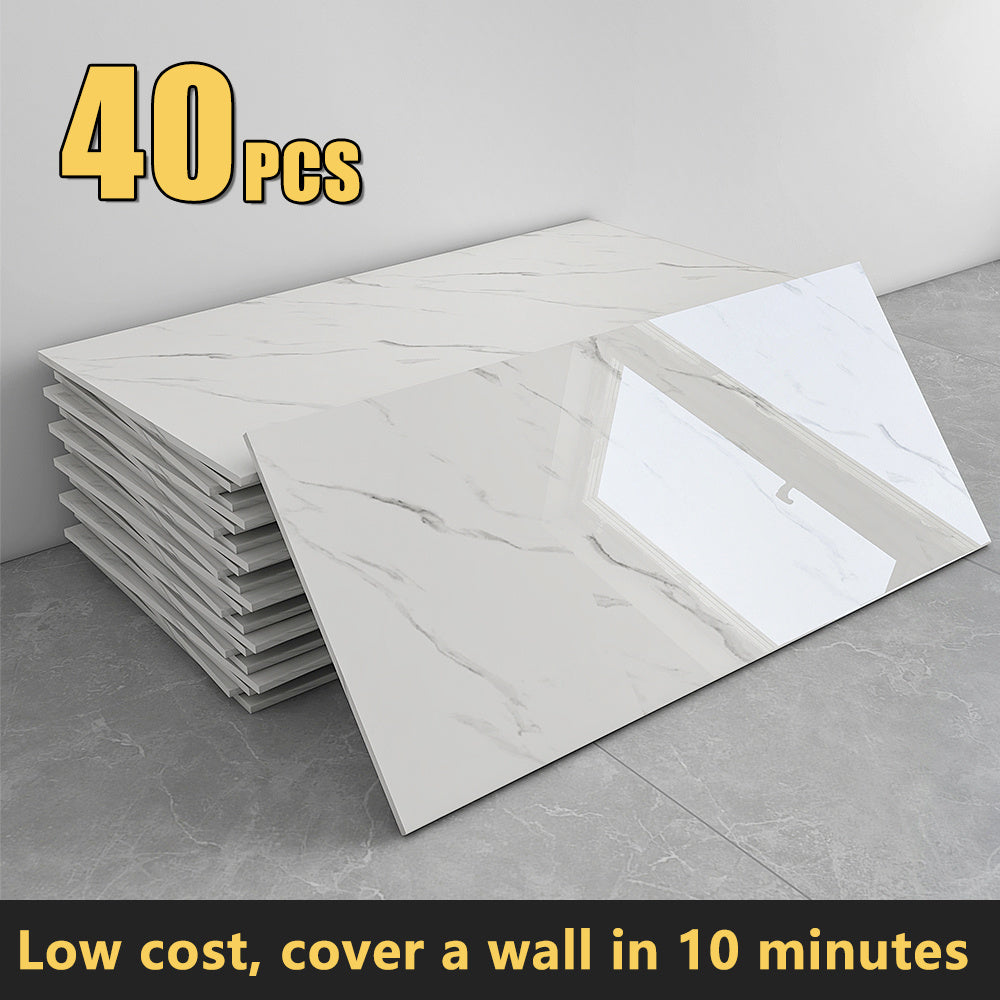 Peel and Stick Marble Tile Wall Panels 20/40 Pack – Self-Adhesive Waterproof Removable Wall Stickers 23.62x11.81 Inch for Kitchen Backsplash Bathroom Living Room Office, Easy Install Home Decor