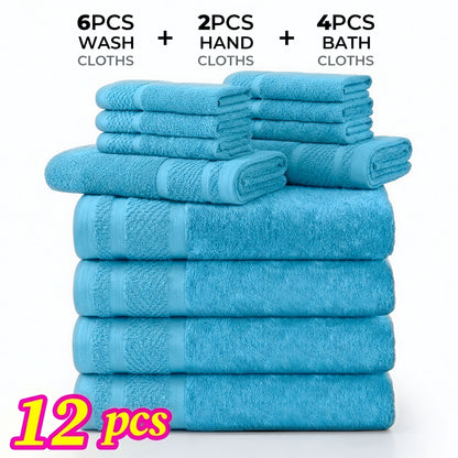 Bath Towel Set 12 or 24 Piece Hotel Quality Cotton Highly Absorbent Quick Dry – Bath Towels Hand Towels Washcloths for Hotel Spa Gym Home Bathroom Dark Gray White Orange Blue Purple Navy