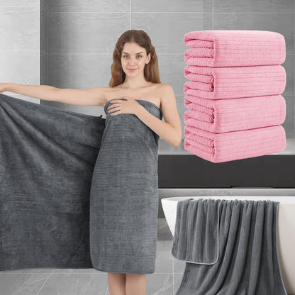 Bath Towel Set 4 Pack Extra Large 35x70 Inch - Premium Microfiber Oversized Bath Sheet, Ultra Soft Fluffy Highly Absorbent Quick Dry Shower Towels for Bathroom Hotel Spa - 5 Colors