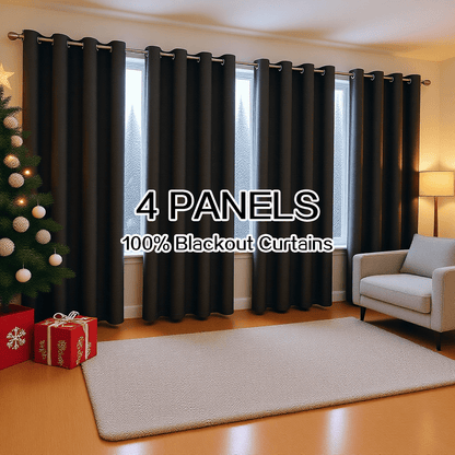 Blackout Curtains 4 Panels 100% Light Blocking Thermal Insulated Soundproof Privacy Curtains for Bedroom Living Room, Heat Noise Reduction Window Drapes, Multiple Sizes, Wine Red Black Gray