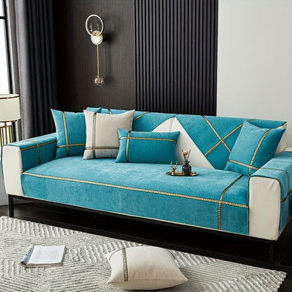 Chenille Sofa Cover Pet-Friendly All-Season Slipcover Furniture Protector for Living Room Bedroom Office - Fits Single 2 3 4 Seater Sofa - Blue-Green Deep Gray Off White Light Gray
