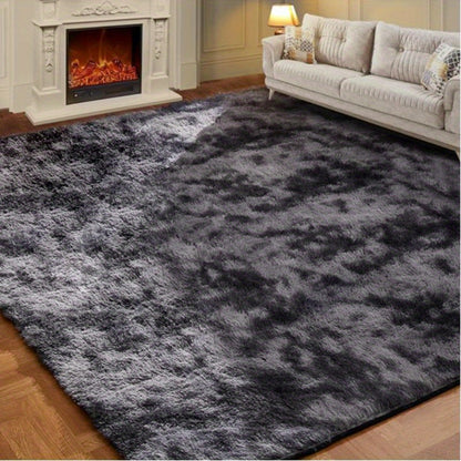 6x9 Fluffy Area Rug for Living Room – Large Shaggy Soft Carpet for Bedroom Dorm Room Decor, Thick Fuzzy Non-Slip Indoor Floor Rug in Tie-Dye Gray Black Coffee, Aesthetic Home Decor Christmas Gift