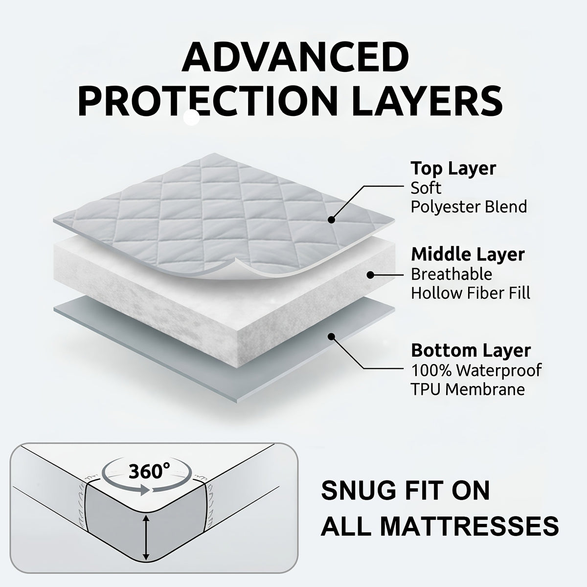 Waterproof Mattress Protector with Side Storage Pocket, Diamond Quilted Deep Pocket Mattress Cover – Breathable Cooling Mattress Pad, Soft Noiseless Bed Protector for Twin Full Queen King, Multiple Colors