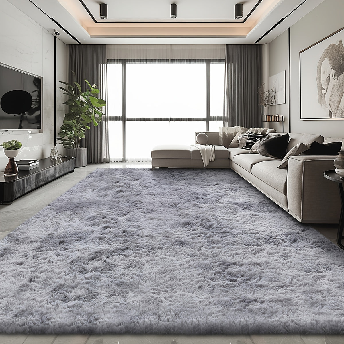 Shaggy Area Rug for Living Room – Ultra-Soft Fluffy Bedroom Carpet, Thick Plush Floor Mat for Home Decor, 5x7 6x9 8x10 9x12 Ft, Tie-Dye & Solid Colors
