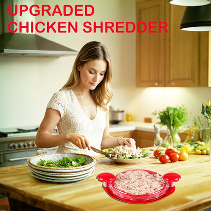 Chicken Shredder Tool Twist – Large Visible Meat Shredder with Transparent Lid, Anti-Slip Base & Cleaning Brush, Effortless Chicken Breast Chopper for Pork, Beef & Vegetables