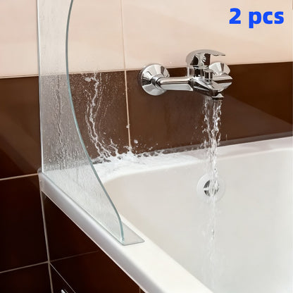 Curved Acrylic Splash Guards for Bathtub & Sink - 2pcs Transparent Waterproof Bathroom Splash Protectors, Tool-Free Adhesive, No Drilling Required, Heavy-Duty Durable Design