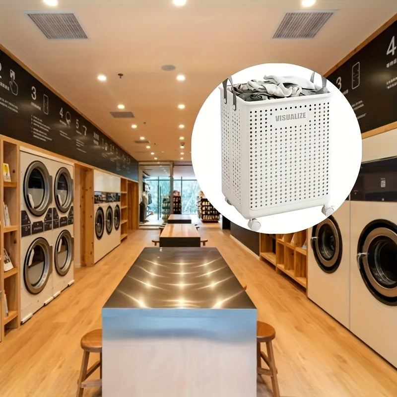 Foldable Laundry Hamper with Wheels – Large Dirty Clothes Basket with Lid for Bedroom Bathroom Dorm RV Home Storage Organizer