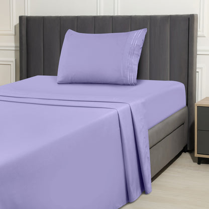 1800 Series Bed Sheets Set 4 Pieces – Brushed Microfiber Deep Pocket Sheet Set with Pillowcases, Cooling & Breathable Bedding for All Seasons, Fade Resistant, Fits Mattresses Up to 16 Inches