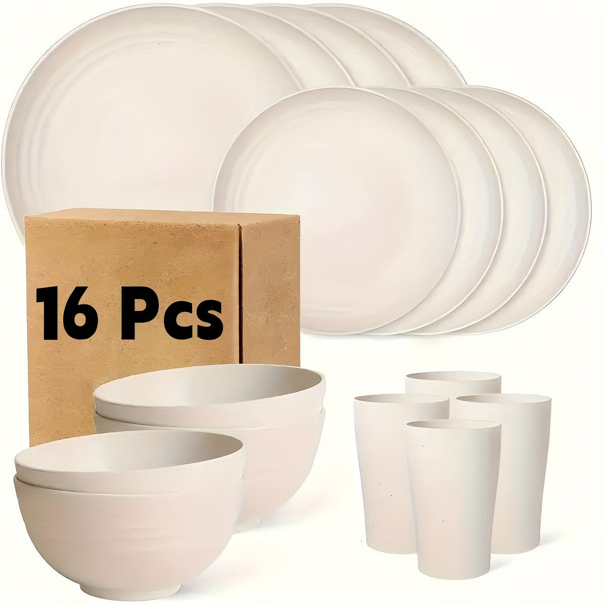 Wheat Straw Dinnerware Set Unbreakable Multicolor – 4 / 16 / 32 Piece Lightweight Dish Set with Dinner Plate, Dessert Plate, Bowl & Cup | Dishwasher Safe, Perfect for Camping, Everyday Use & Gifts | Home Viaco