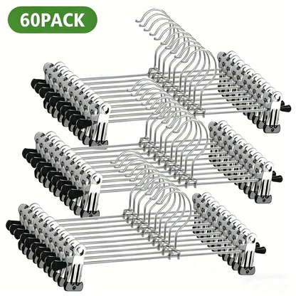 Metal Clothes Hangers with Clips Space Saving Coat Hangers for Jeans Skirts Pants 30 or 60 Pack Slim Wardrobe Organizer for Bedroom Closet Dorm Home Storage