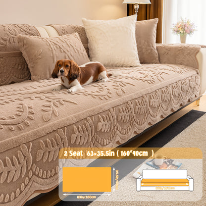 Faux Rabbit Fur Sofa Cover Plush Quilted Non-Slip Machine Washable Couch Protector for Pets – Fits 1 2 3 4 Seater Sofa, Sectional, Loveseat | Bedroom Living Room Office | Home Viaco