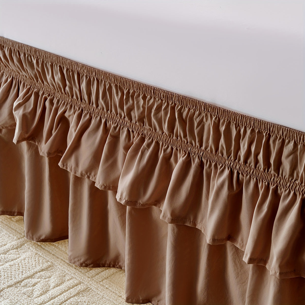 Ruffle Bed Skirt 16 Inch Drop Elastic Wrap Around – Twin Full Queen King/CK, 10 Colors, Easy No-Lift Install, Machine Washable Dust Ruffle