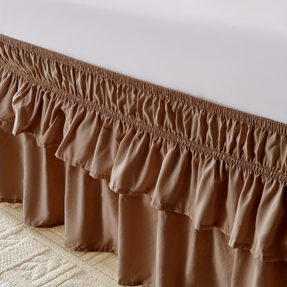 Ruffle Bed Skirt 16 Inch Drop Elastic Wrap Around – Twin Full Queen King/CK, 10 Colors, Easy No-Lift Install, Machine Washable Dust Ruffle