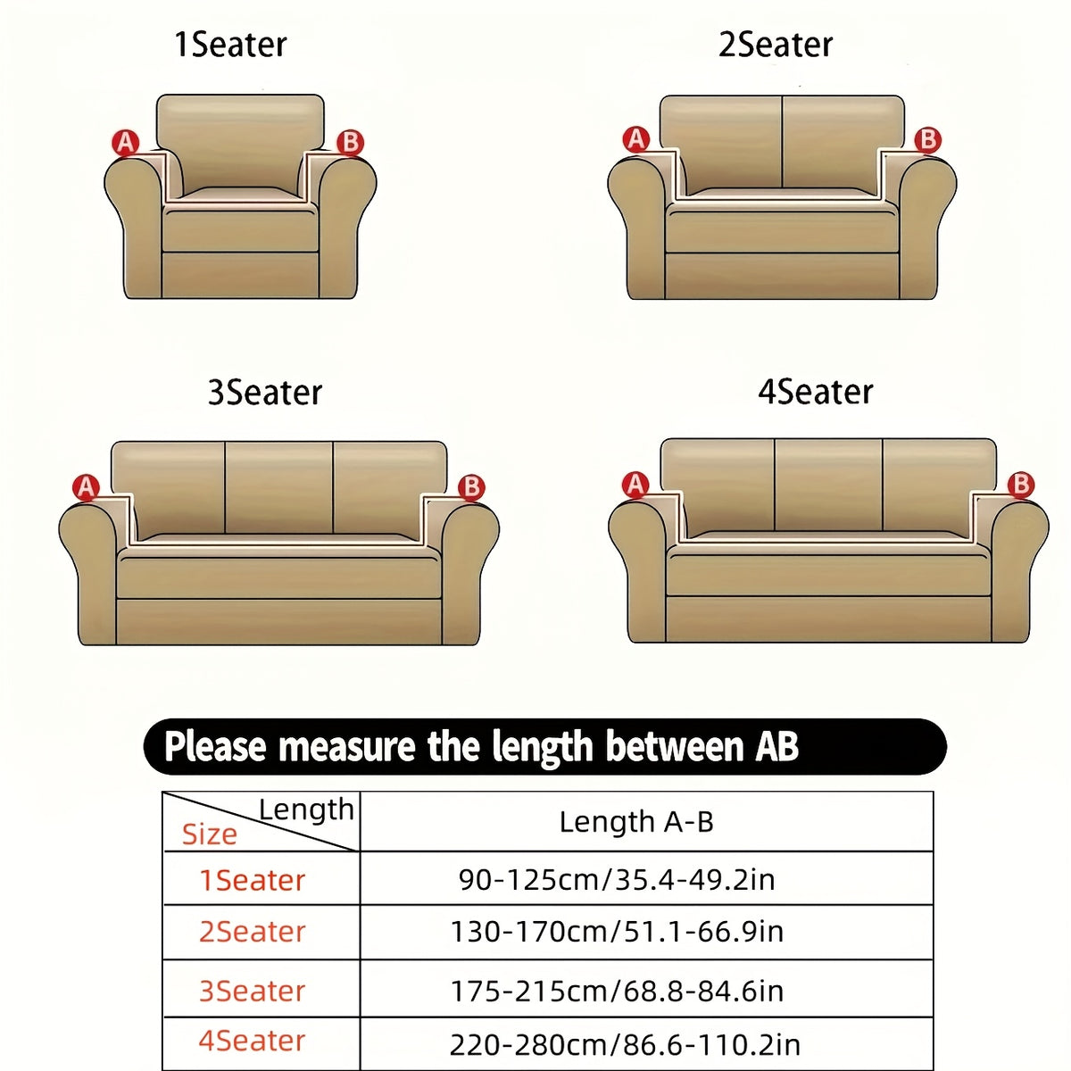 Sofa Cover Elastic Non-Slip Stretch Couch Slipcover for 1 2 3 4 Seater – Cat Scratch Resistant, Breathable Fabric, Fits Living Room, Bedroom & Office – Grey, Black, Red, Navy, Coffee