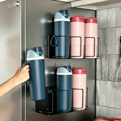 Magnetic Cup Holder 3-Layer Refrigerator Organizer, Space-Saving Magnetic Cup Rack for Cups, Glasses & Water Bottles, Strong Magnetic Base for Fridge, Kitchen & Bathroom Storage – Black or White