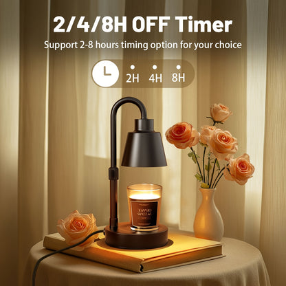 Candle Warmer Lamp 2 Pack Electric Wax Warmer with Timer & Dimmer for Jar Candles – Adjustable Height 10-14in, 4 Brightness Levels, Cozy Home Decor Gift for Bedroom, Living Room & Office – Black