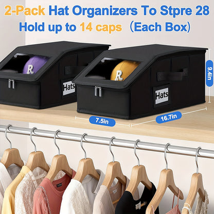 Stackable Hat Storage Box for Baseball Caps Holds Up to 30 Caps – 1 or 2 Pack Closet Hat Organizer with Cardboard Dividers for Women & Men