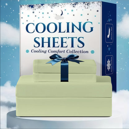 Cooling Bed Sheet Set 3 or 4 Piece Deep Pocket Fitted Sheet Flat Sheet Pillowcase Hotel Luxury Soft Wrinkle Free Twin Full Queen King Size 22 Colors