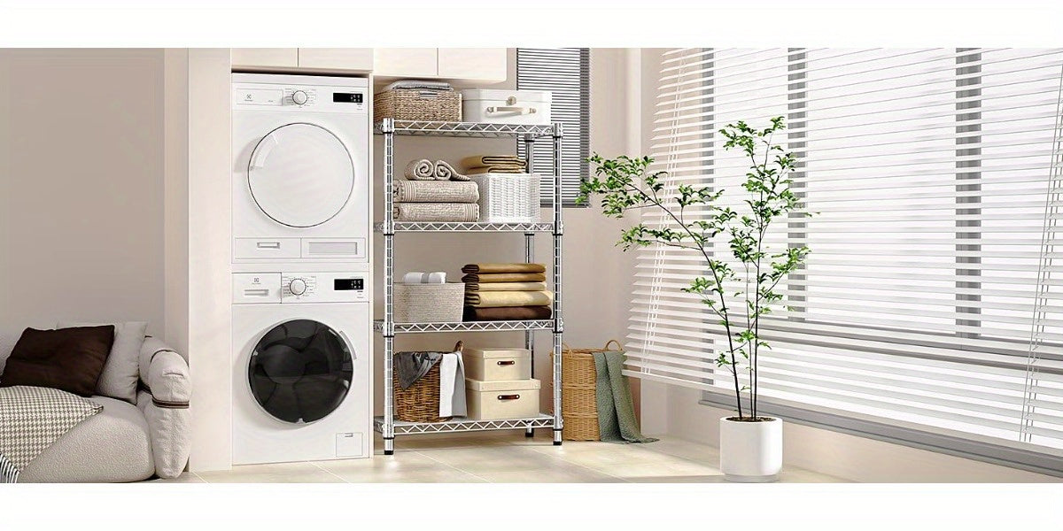 Heavy Duty Adjustable Metal Storage Shelving Unit 4 & 5 Tier - Garage, Pantry, Kitchen & Workshop Organizer Rack, Tool-Free Assembly, Industrial Steel Shelf for Home & Commercial Use