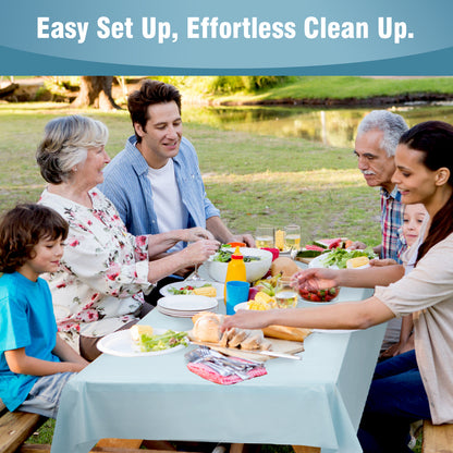 Disposable Plastic Tablecloth 12-Pack – Heavy Duty Table Cover for Parties, 84" Round & 54"x108" Rectangle, 22 Colors for Kitchen Dining Outdoor Events