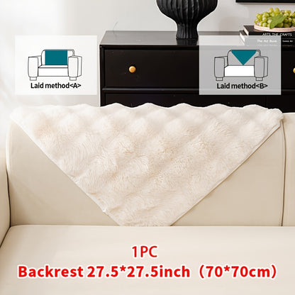 Faux Rabbit Plush Sofa Cover Winter Warm Thickened Anti-Slip Furniture Protector – Soft Pet-Friendly Couch Cover for Living Room Bedroom Office, 4 Colors