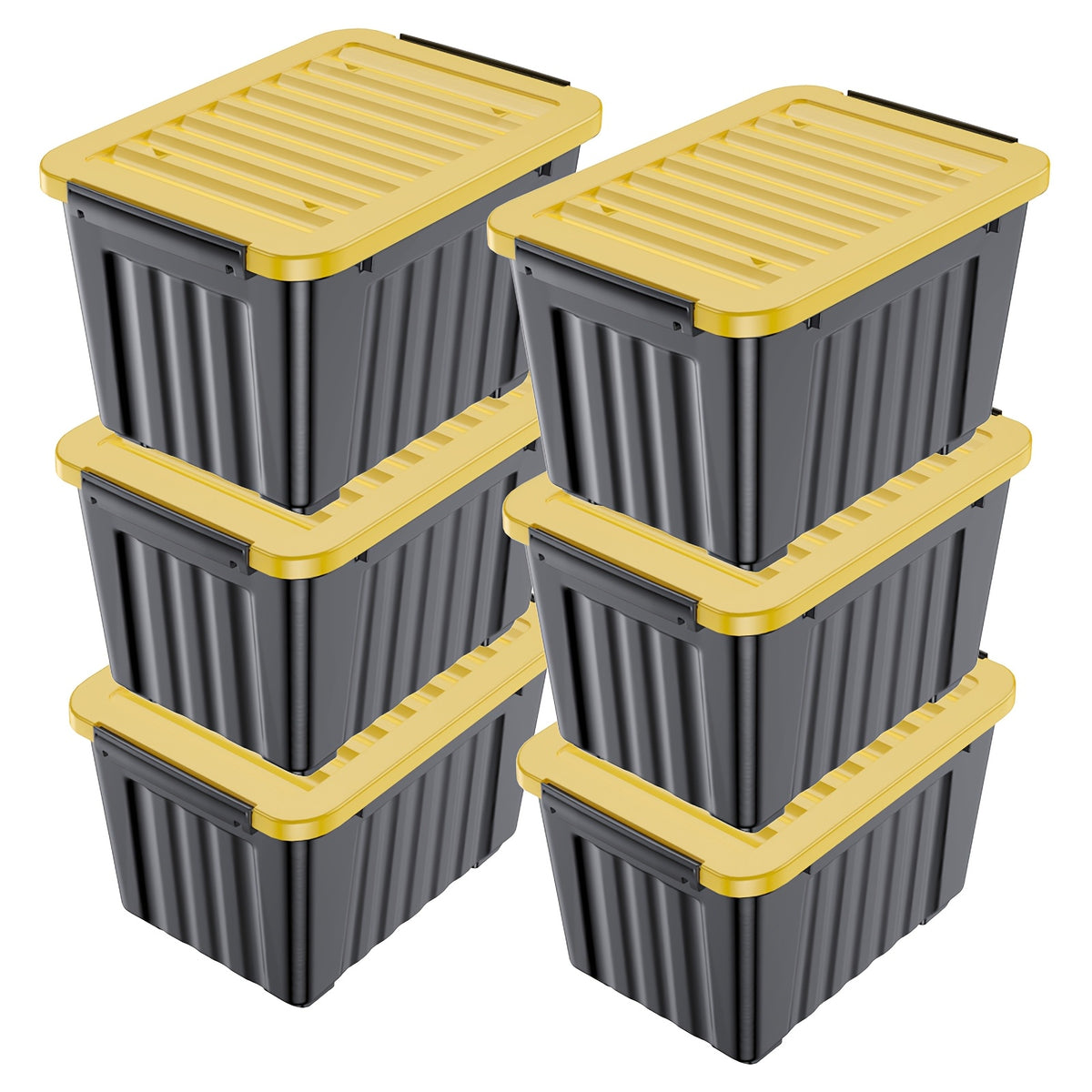 Storage Bins with Lids and Wheels Stackable 72Qt 97Qt Heavy Duty 220LB Capacity 4 6 Pack Plastic Storage Boxes for Home Garage Basement Clear Blue Black