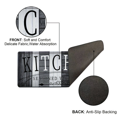 Kitchen Mat Printed Absorbent Non-Slip Durable Floor Mat for Kitchen Door Hallway Entryway Laundry Room, Modern Decorative Kitchen Rug Carpet Mat Easy to Clean