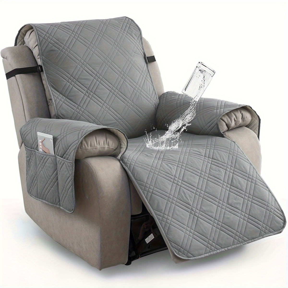 Waterproof Recliner Chair Cover Non-Slip with Pocket & Pet Scratch Protection – Washable Sofa Slipcover Furniture Protector for Living Room, Bedroom, Multi-Color Options