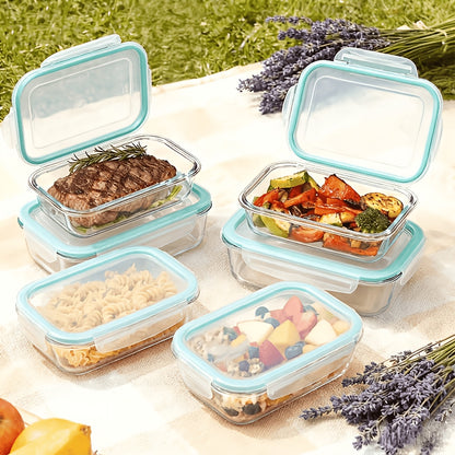 Glass Food Storage Containers Set with Lids - Airtight Meal Prep Containers, Microwave Oven Freezer Safe, BPA Free, Perfect for Lunch Salad Fruit Leftovers - 16pc or 24pc Sets