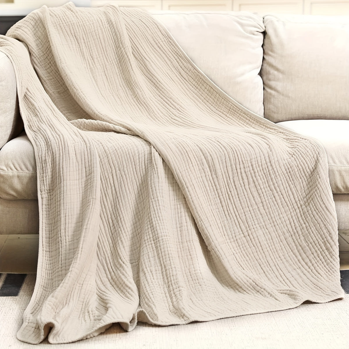 Muslin Blanket 6 Layer 100% Cotton – Soft Gauze Throw Blanket for Couch Bed Sofa, Lightweight Breathable All Season Blanket, Machine Washable, Morandi Colors