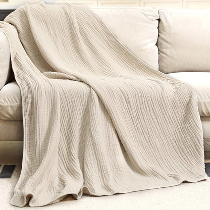 Muslin Blanket 6 Layer 100% Cotton – Soft Gauze Throw Blanket for Couch Bed Sofa, Lightweight Breathable All Season Blanket, Machine Washable, Morandi Colors