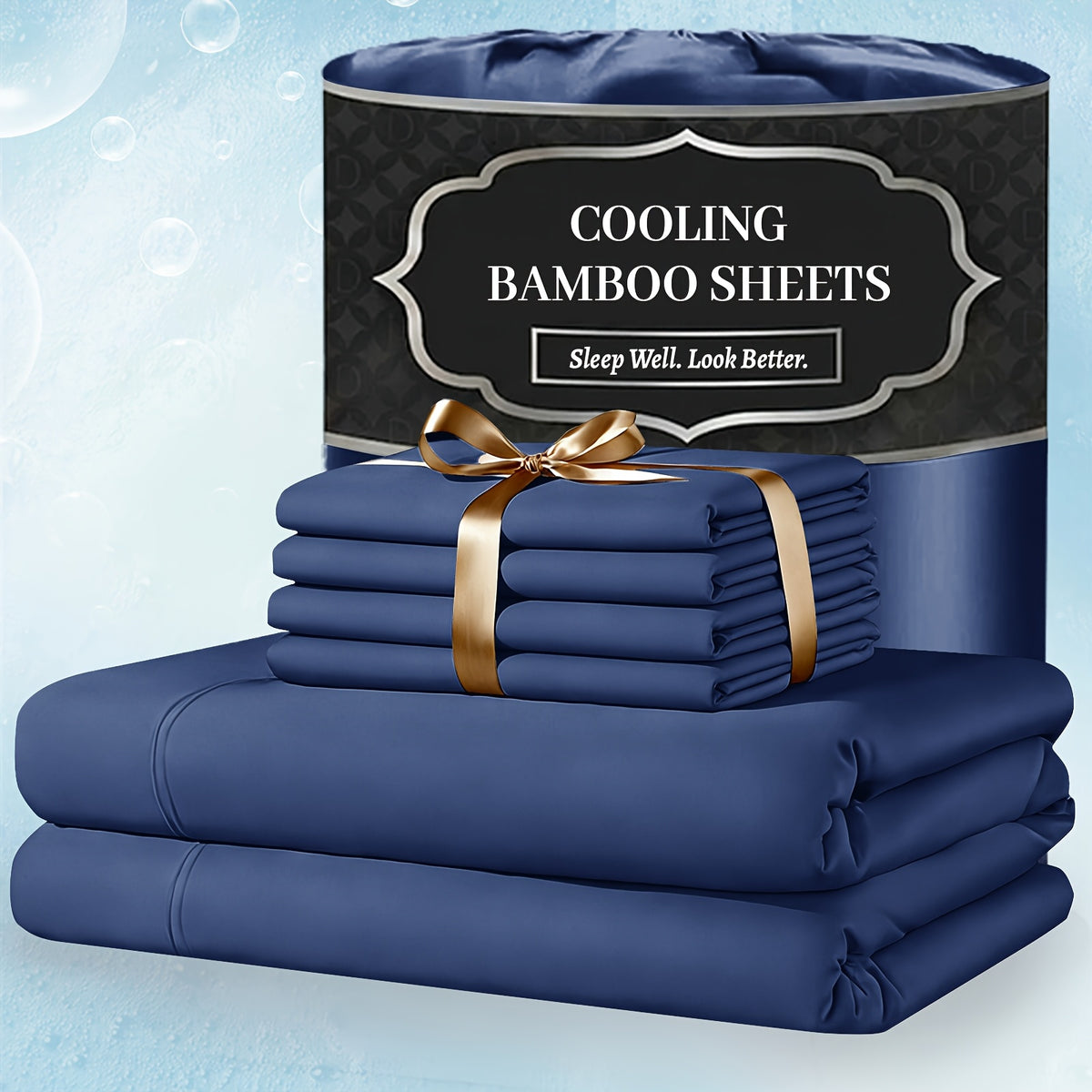 Bamboo Bed Sheet Set Extra Deep Pocket – 4 & 6 Piece Breathable Cooling Fitted Sheet Set, Soft Wrinkle-Free Hotel Luxury Bedding for Hot Sleepers, Twin Full Queen King Size with Pillowcases