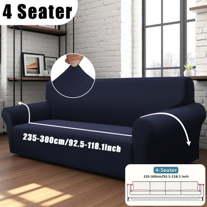 Stretch Sofa Cover with Elastic Band – Milk Fiber Slipcover, Machine Washable, Fits 1 to 4-Seater Sofas & Armchairs, Red Gray Blue Black Coffee