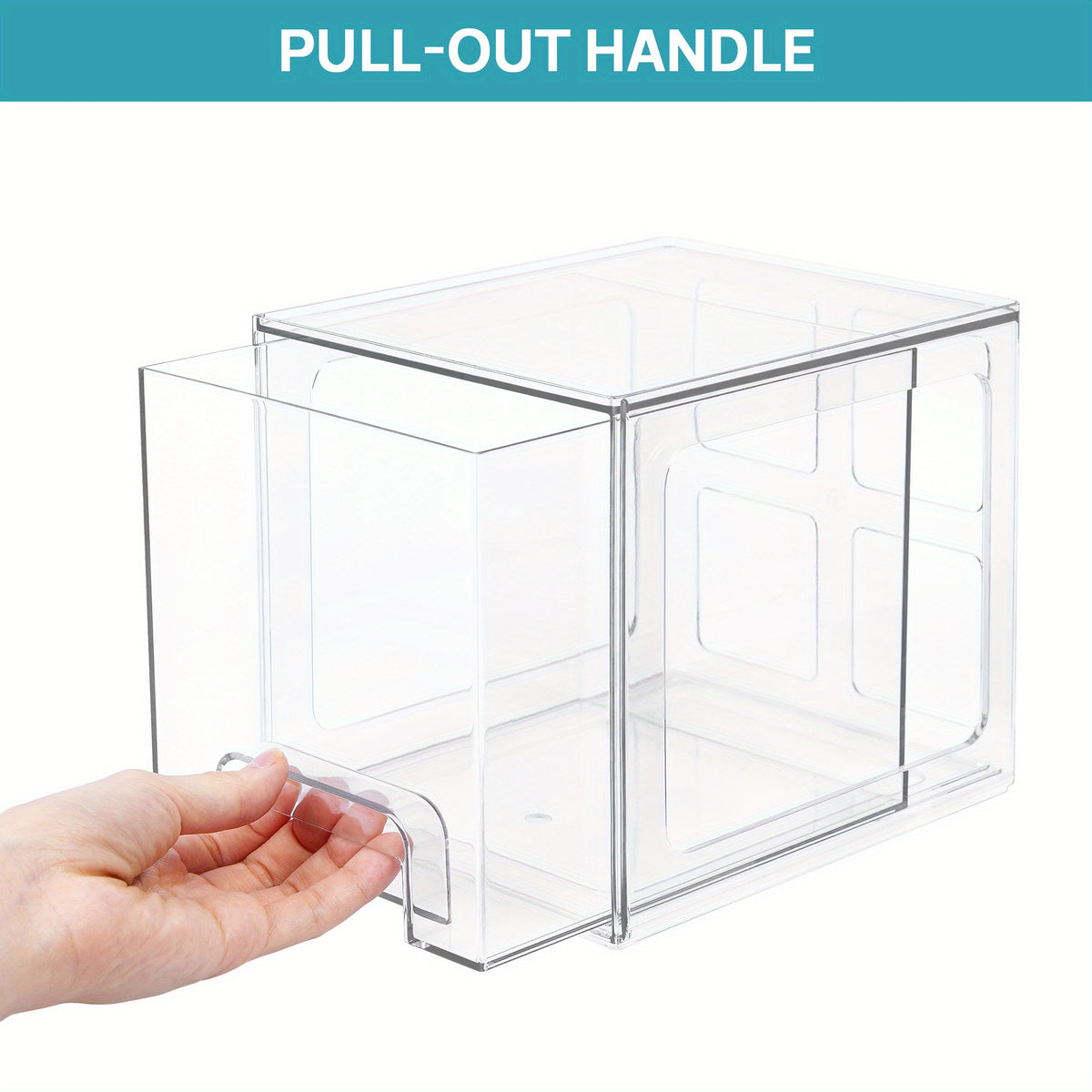 Stackable Storage Drawers 4 Pack Clear Acrylic Makeup Organizer - BPA-Free Bathroom Vanity Countertop Storage Bins for Skincare, Perfume & Cosmetics, Pull-Out Handle, Non-Slip, Multi-Room Use