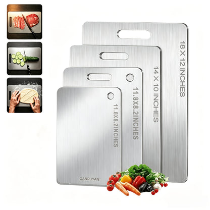 Titanium Cutting Board Set 3-Pack – 100% Pure Titanium Kitchen Cutting Boards Large Medium Small Double Sided Crack-Resistant Metal Chopping Board Odor-Free Non-Porous Easy Clean for Home Chef