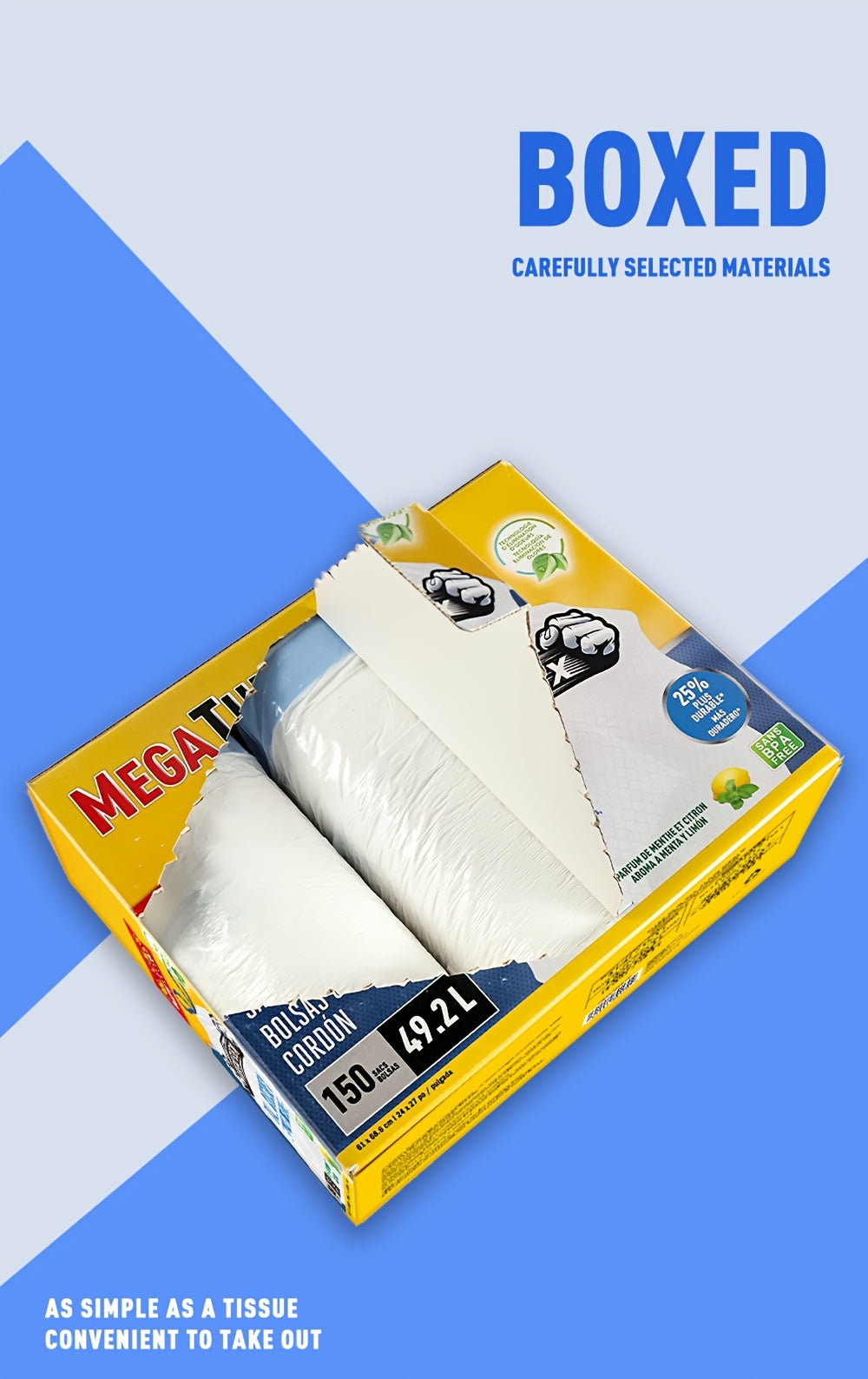 13 Gallon Trash Bags Drawstring – Odor Control Kitchen Garbage Bags with Lemon Mint Scent, Puncture & Tear Resistant, 33/78/150 Count Bulk Value Pack