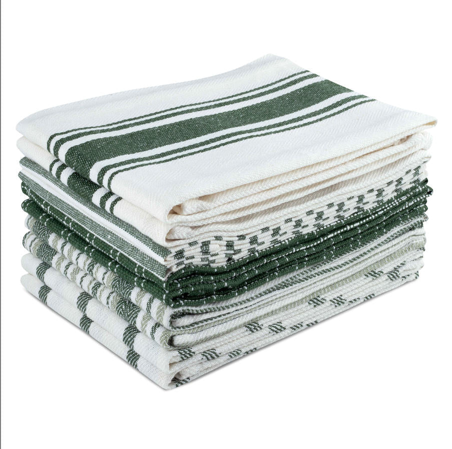 100% Cotton Kitchen Towels 10 Pack – Flat Weave Absorbent Dish Towels in Assorted Colors, Reusable Cloth Towels for Cooking, Cleaning & Drying Hands – Holiday & Everyday Kitchen Essential