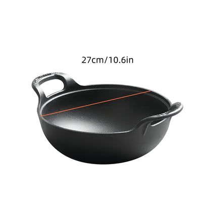 Traditional Cast Iron Wok Set 5 Sizes 7.87 9.84 10.62 11.81 12.59 Inch Uncoated Deep Stir Fry Pan Heavy Duty Skillet with Dual Handles for Home Outdoor Cooking Grilling Baking