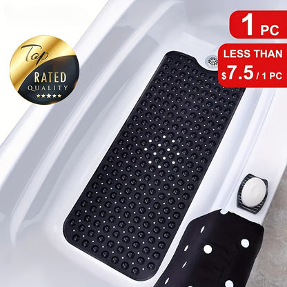 Non-Slip Bathtub Mat with Suction Cups Extra Long – Machine Washable Quick-Dry Shower Mat with Drain Holes, Textured Safety Bath Rug for Bathroom Tub & Wet Areas, 2pcs Set