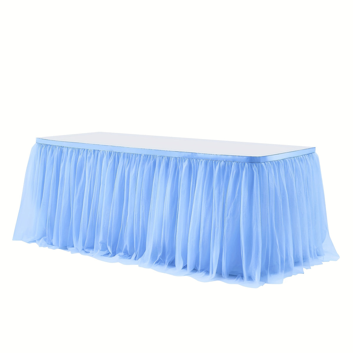 Tulle Table Skirt 6Ft Ruffle Tutu Tablecloth for Rectangle & Round Tables, Princess Birthday Party Cake Dessert Table Decoration, Easy Hook Install, 10 Colors – Pink White Black & More