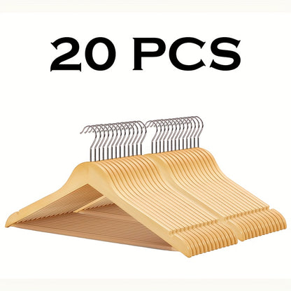 Solid Wood Clothes Hangers 10/20/30 Pack – Heavy-Duty Non-Slip Coat Hangers for Jackets, Dresses & Suits, Space-Saving Sturdy Wooden Closet Organizer for Home, Office & Hotel Wardrobe, Champagne