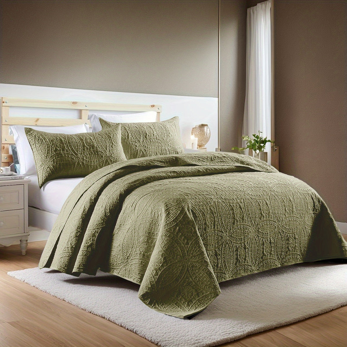 Quilt Set 3 Piece Soft Lightweight Bedding Set with 2 Pillowcases, Thin Comforter Set for Bedroom Guest Room Full Queen King, 10 Colors Washable Bed Quilt Cover Set